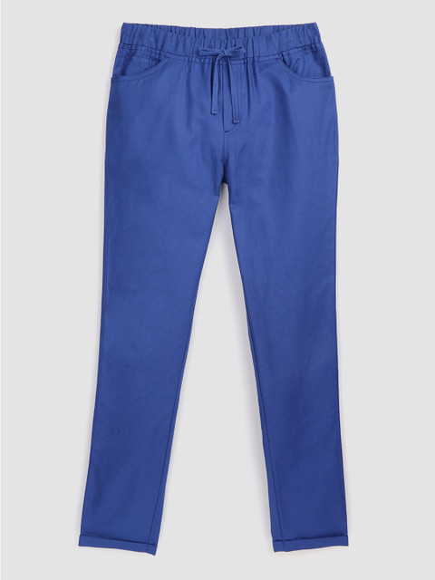 

YK Boys Blue Pure Cotton Regular Fit Solid Trousers