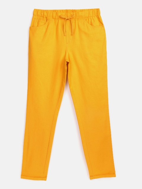 

YK Boys Mustard Yellow Pure Cotton Regular Fit Solid Trousers
