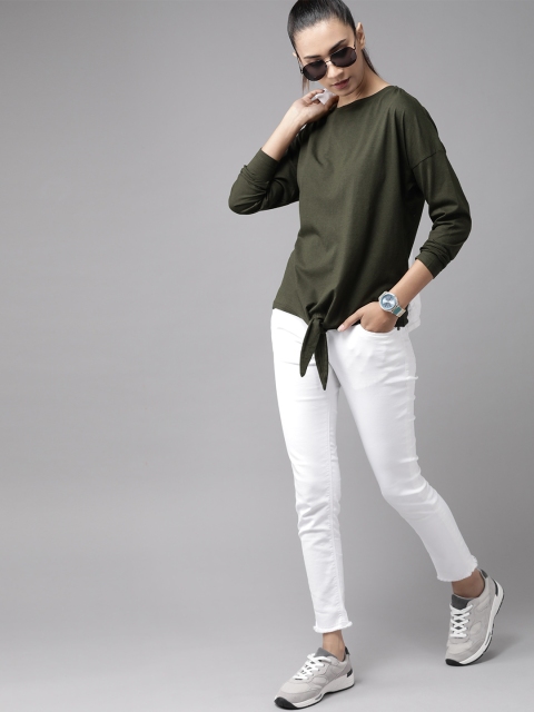 

Roadster Olive Green Solid Regular Top