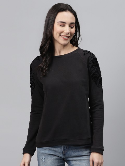 

I AM FOR YOU Women Black Solid Sweatshirt