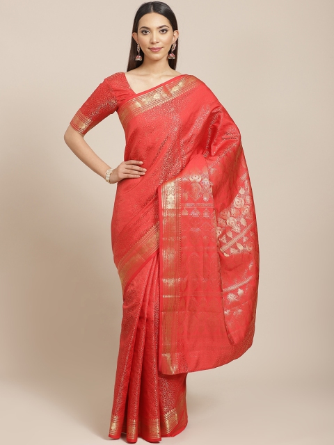 

Libas Red & Golden Woven Design Saree
