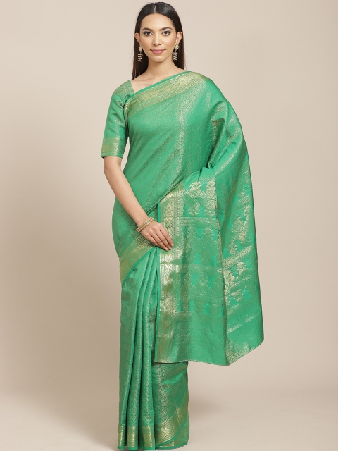

Libas Green & Golden Woven Design Saree