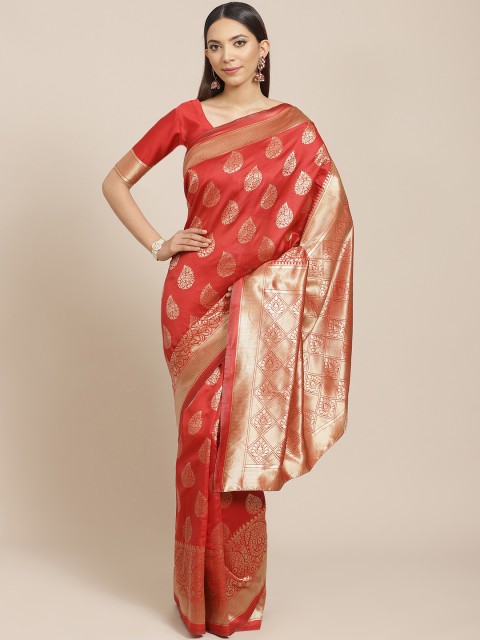 

Libas Red & Golden Woven Design Saree
