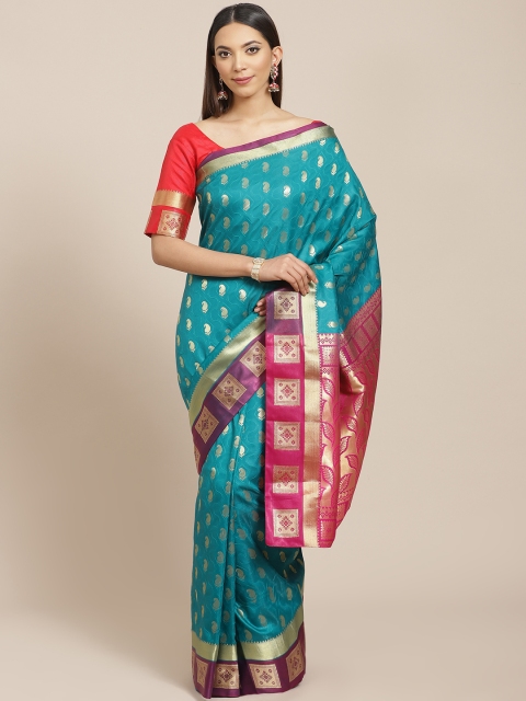 

Libas Green & Golden Brocade Woven Design Saree