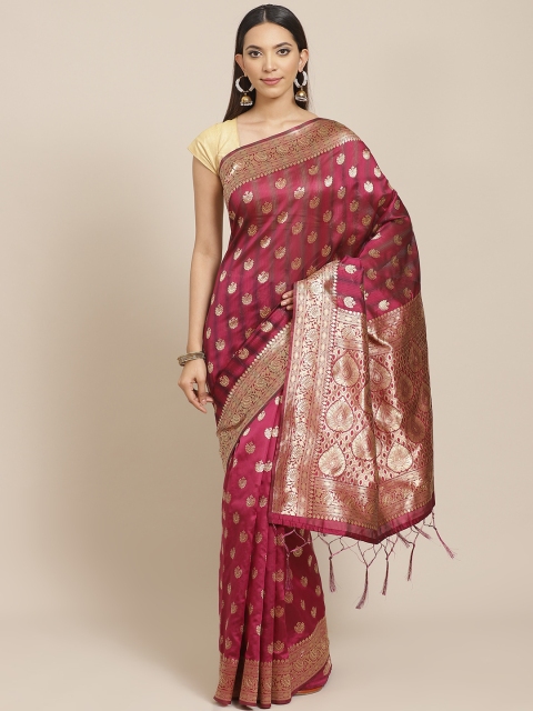 

Libas Magenta & Golden Woven Design Saree
