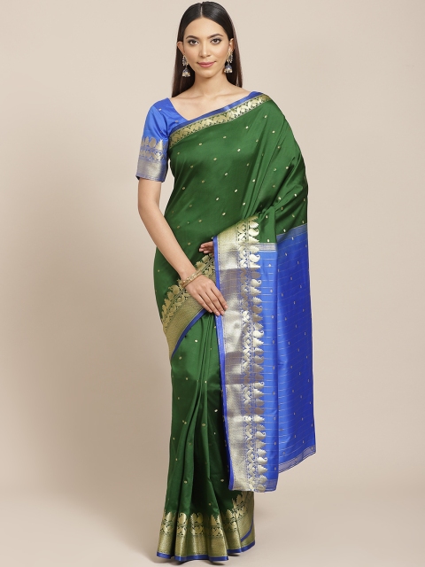 

Libas Green & Golden Pure Silk Woven Design Saree