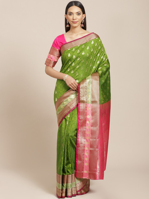 

Libas Green & Golden Brocade Woven Design Saree
