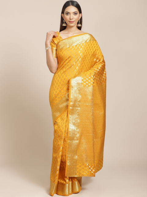 

Libas Yellow & Golden Brocade Woven Design Saree