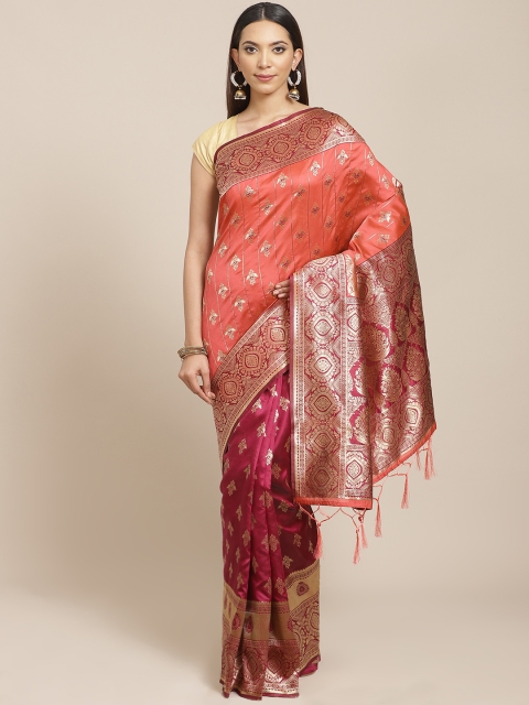 

Libas Purple & Pink Woven Design Half-&-Half Saree