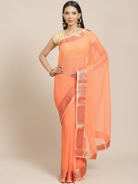 

Libas Coral Orange Solid Saree
