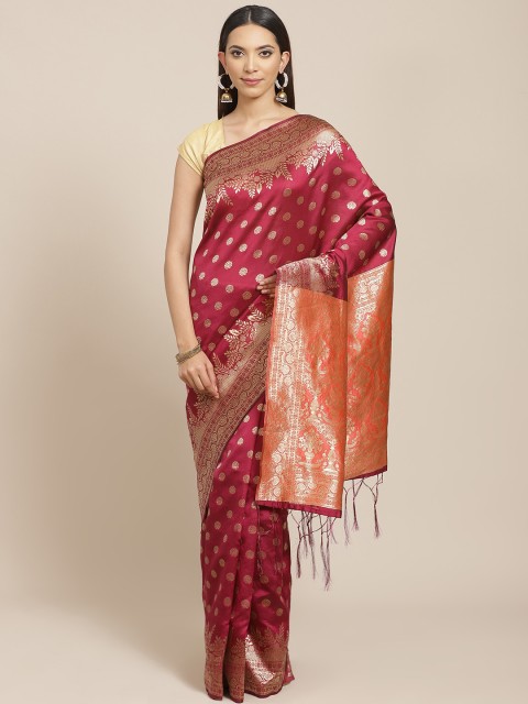 

Libas Burgundy & Golden Brocade Woven Design Saree