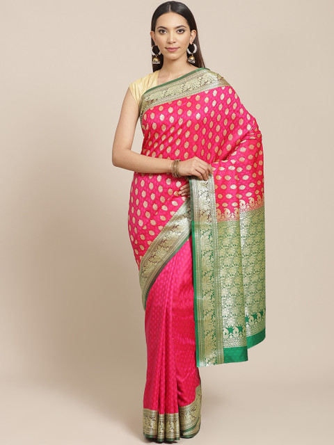 

Libas Magenta & Golden Woven Design Saree
