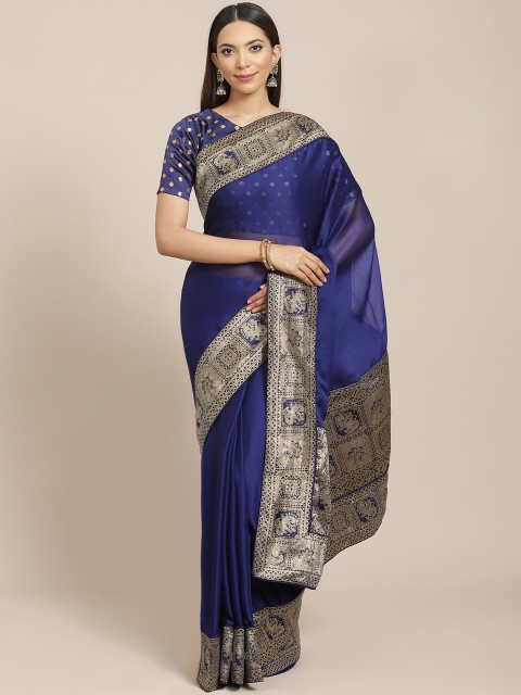 

Libas Navy Blue Solid Saree