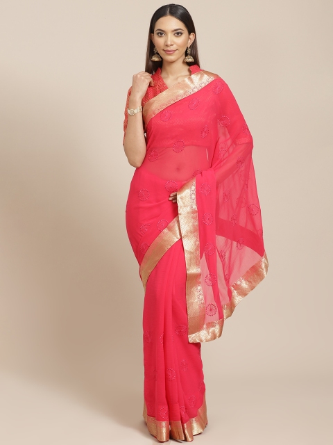 

Libas Pink Embroidered Saree