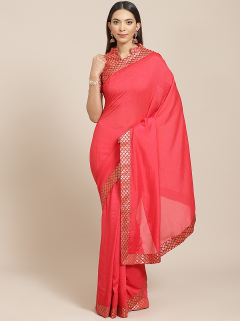 

Libas Pink Solid Pure Georgette Saree