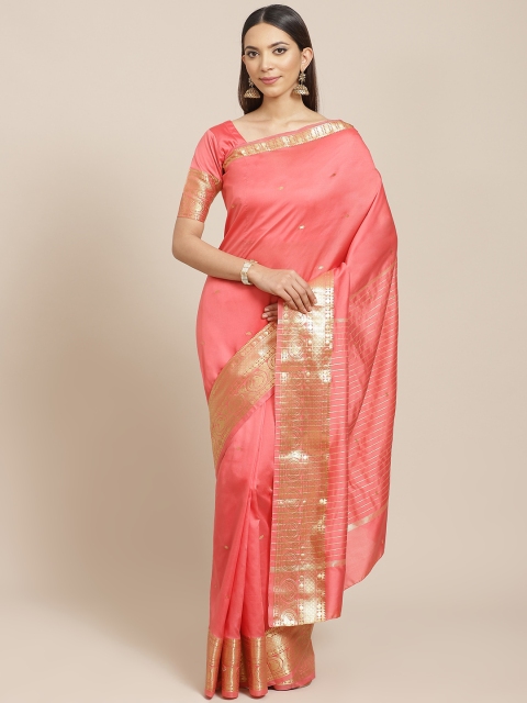 

Libas Pink & Golden Woven Design Saree