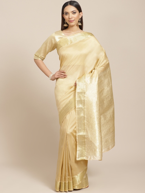 

Libas Beige & Golden Solid Saree