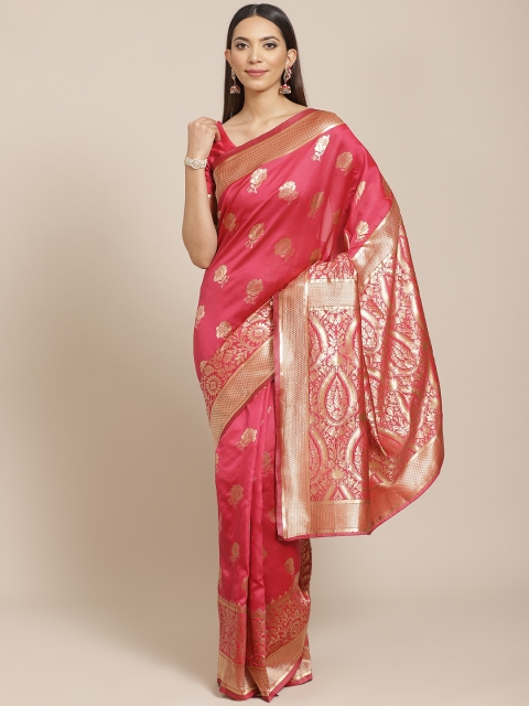

Libas Pink & Golden Brocade Woven Design Saree