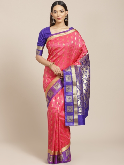 

Libas Pink & Golden Brocade Paisley Woven Design Saree