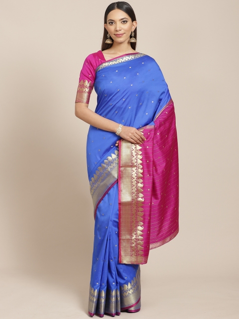 

Libas Blue & Golden Pure Silk Woven Design Saree