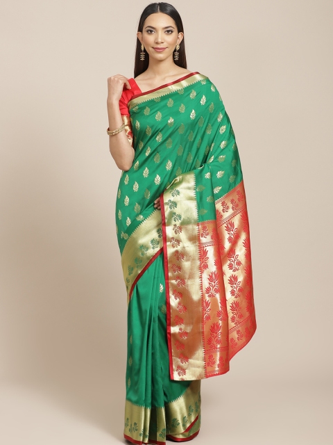 

Libas Green & Golden Woven Design Saree
