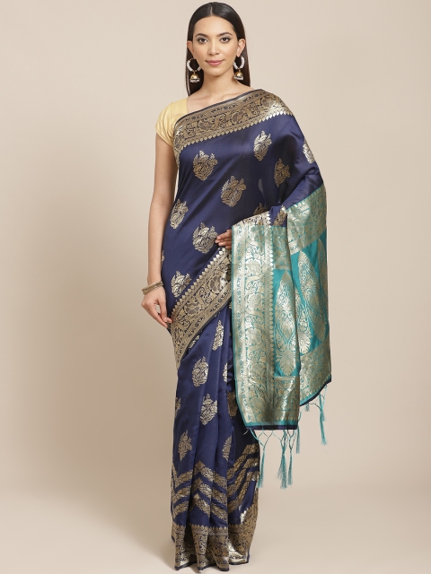 

Libas Navy Blue & Golden Woven Design Saree