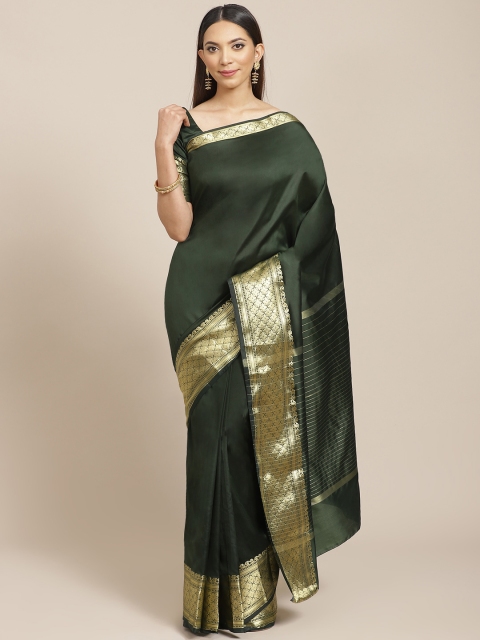 

Libas Olive Green & Golden Solid Saree