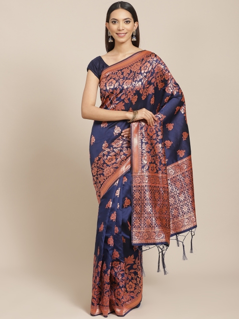 

Libas Navy Blue & Pink Woven Design Saree