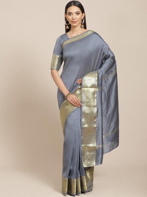 

Libas Grey Solid Saree