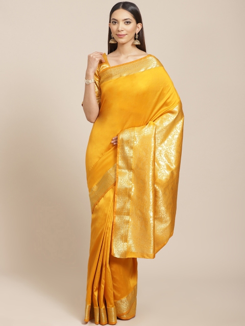 

Libas Mustard Yellow Solid Saree