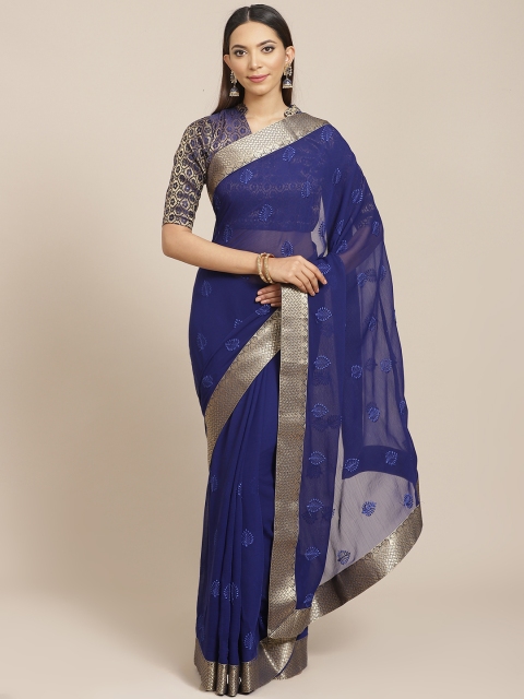 

Libas Navy Blue Embroidered Saree