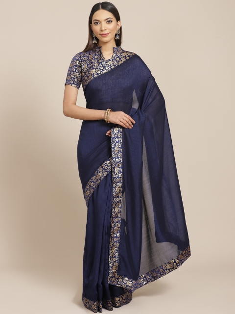 

Libas Navy Blue Solid Saree