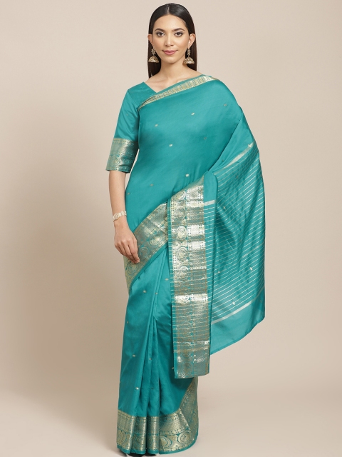 

Libas Green & Golden Woven Design Saree