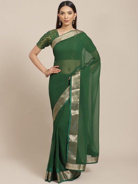 

Libas Green Solid Saree