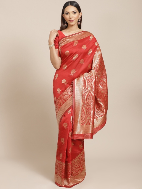 

Libas Red & Golden Brocade Woven Design Saree