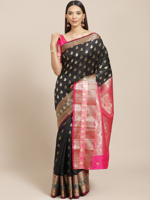 

Libas Black & Golden Woven Design Saree