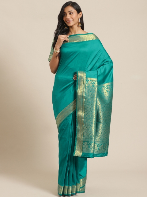 

Libas Teal Green Solid Saree