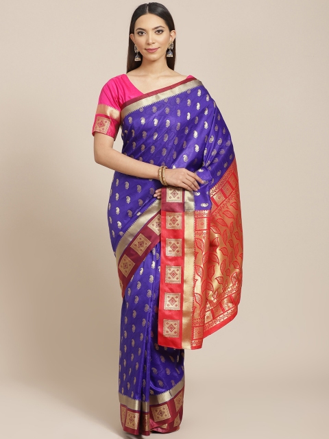 

Libas Purple & Golden Brocade Paisley Woven Design Saree