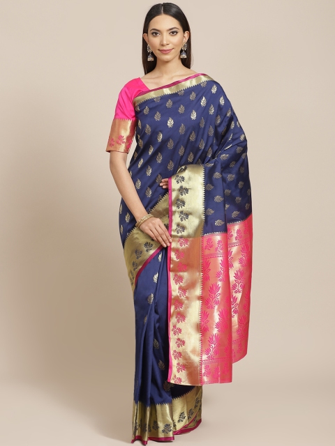 

Libas Navy Blue & Golden Brocade Woven Design Saree