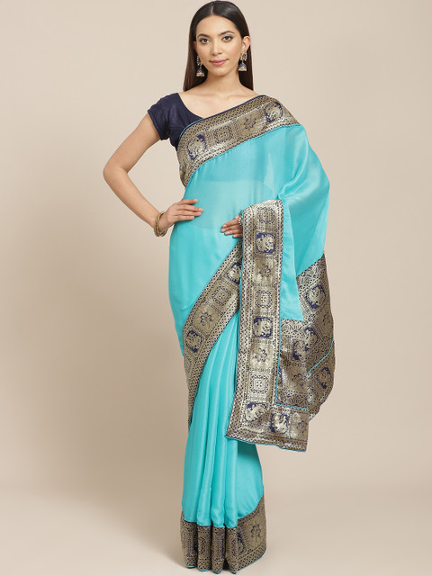 

Libas Blue Solid Saree