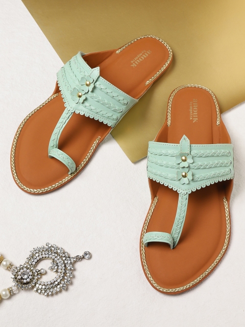

Anouk Women Sea Green Braided Handmade One Toe Flats