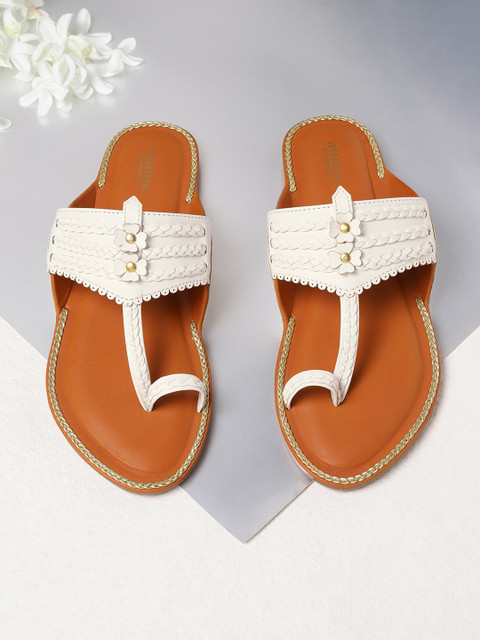 

Anouk Women White Braided Handmade One Toe Flats