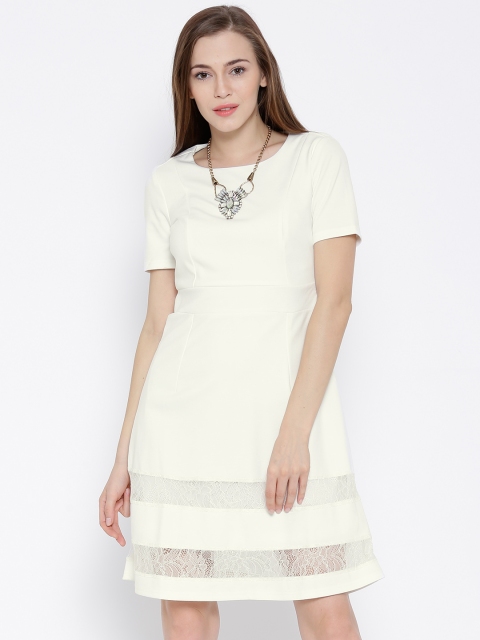 

Vero Moda Off-White Lace Detail Fit & Flare Dress
