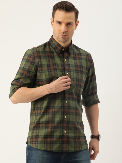 

Burnt Umber Men Green & Red Comfort Fit Checked Casual Shirt