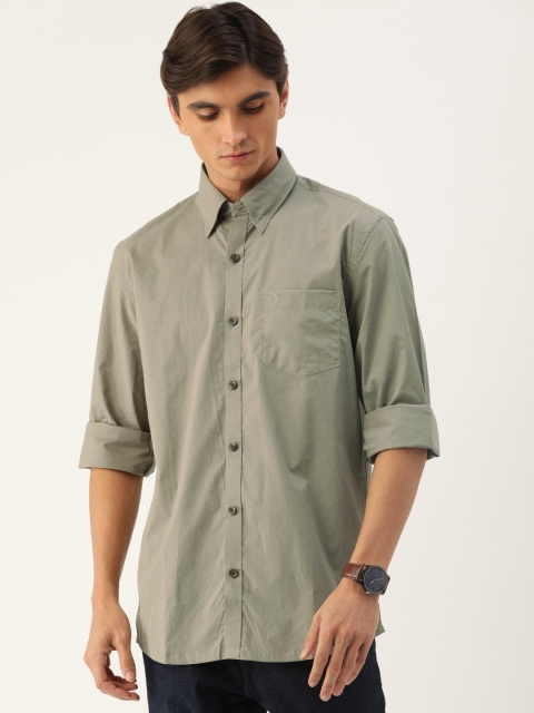 

Burnt Umber Men Grey Comfort Fit Printed Casual Shirt