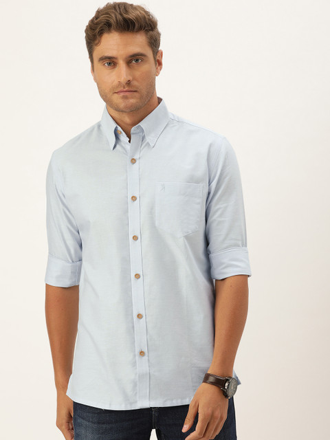 

Burnt Umber Men Blue Comfort Regular Fit Solid Casual Shirt