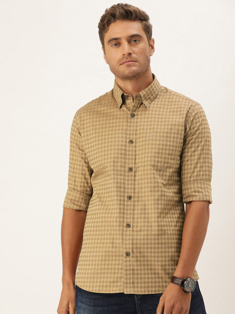 

Burnt Umber Men Brown Comfort Regular Fit Checked Casual Shirt