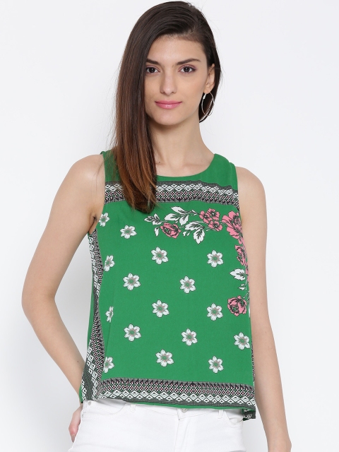 

Vero Moda Women Green Printed Regular Top