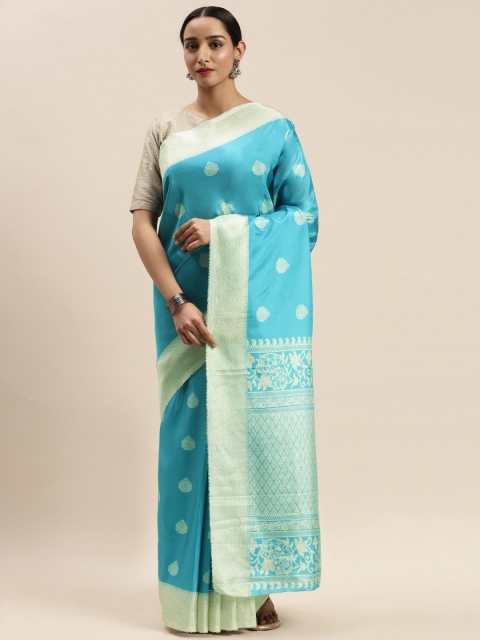 

DIVASTRI Blue & Cream-Coloured Printed Saree