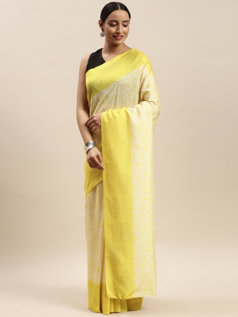 

DIVASTRI Yellow Digital Printed Poly Silk Saree